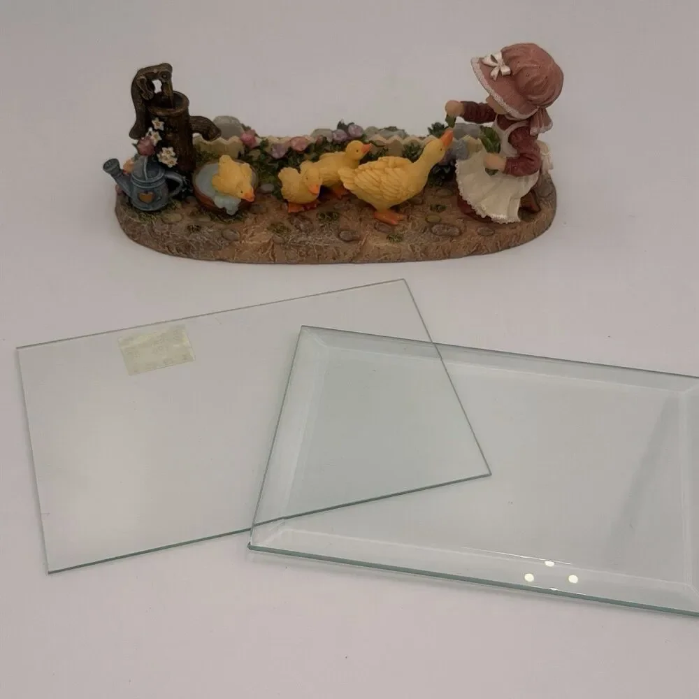 Vintage Girl Feeding Ducks Double Glass Photo Frame 6x4 Country Farmhouse Decor